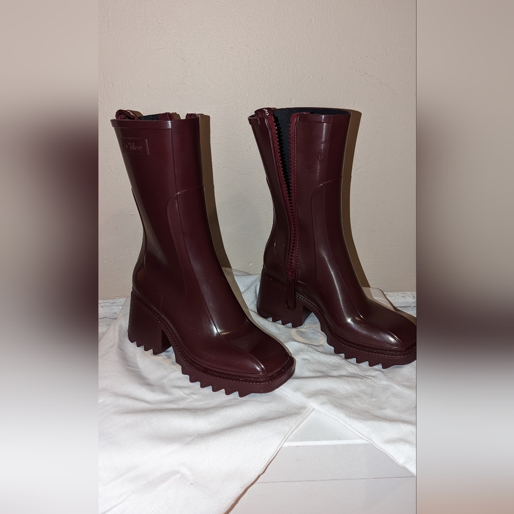 Chloé Betty Rainboots Burgundy